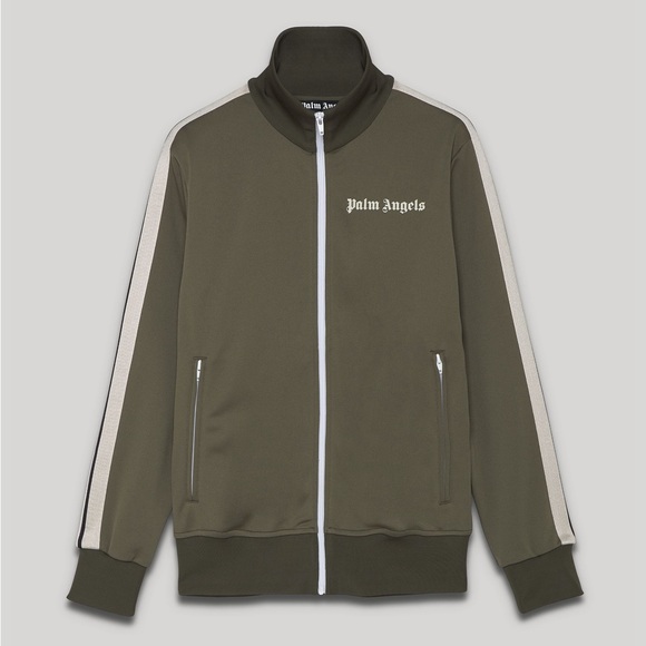 Beige Jacket Palm Angels Track Jacket White Palm Angels Logo